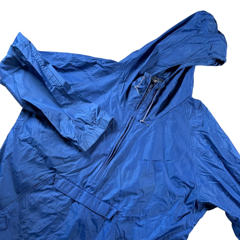 VTG Woolrich Anorak Jacket Mens L Blue Nylon Hooded Windbreaker 90s Y2K